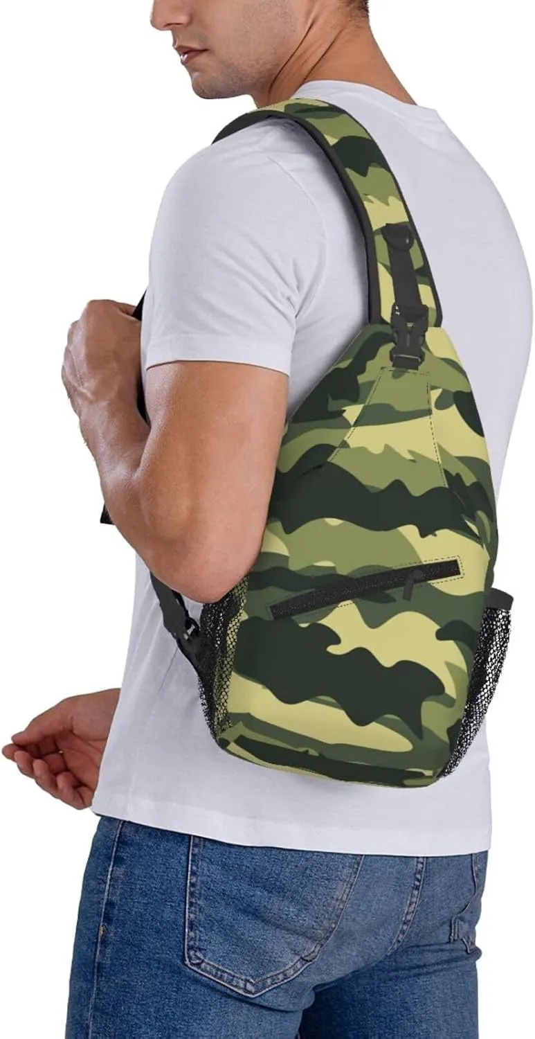 Camo Crossbody Sling Backpack Sling Bag Adjustable Chest Shoulder Daypack For Women Men