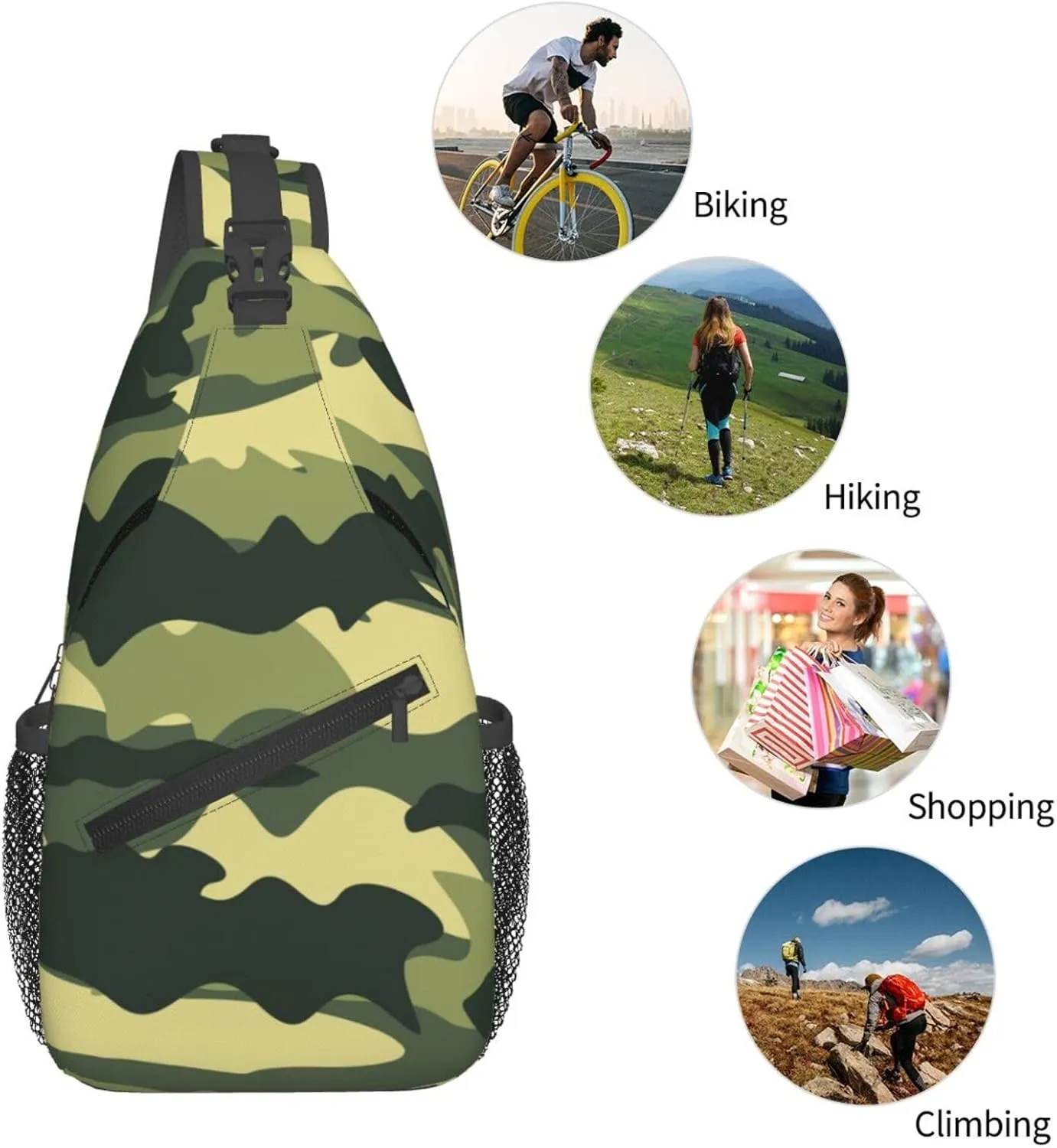 Camo Crossbody Sling Backpack Sling Bag Adjustable Chest Shoulder Daypack For Women Men