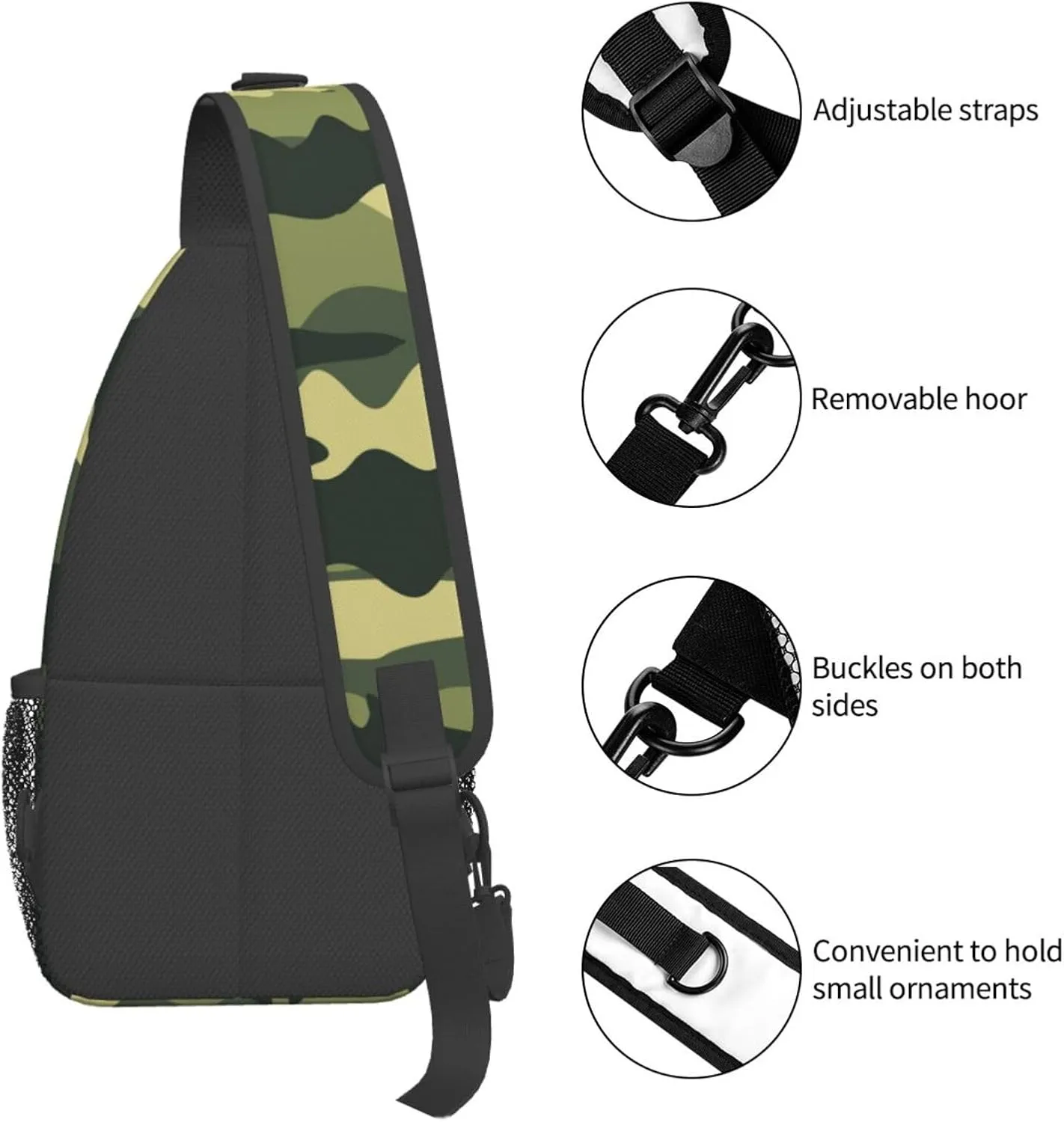 Camo Crossbody Sling Backpack Sling Bag Adjustable Chest Shoulder Daypack For Women Men