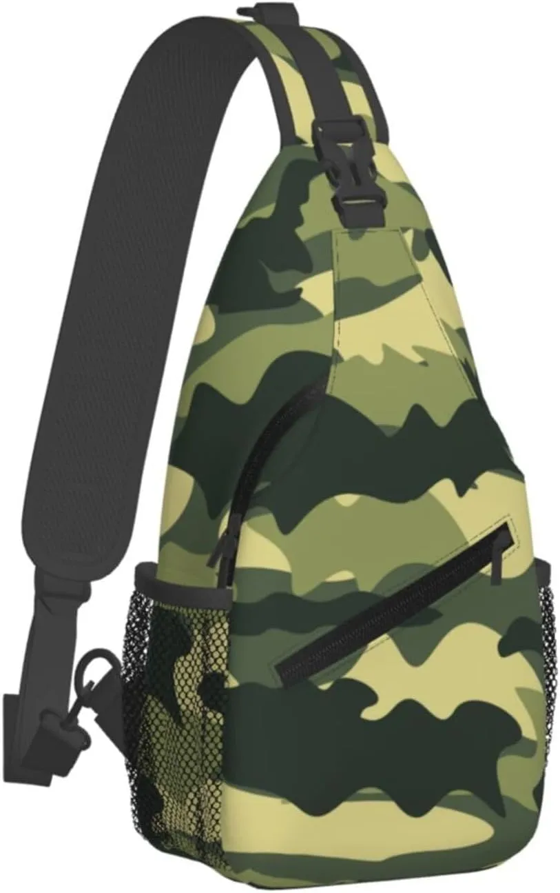 Camo Crossbody Sling Backpack Sling Bag Adjustable Chest Shoulder Daypack For Women Men