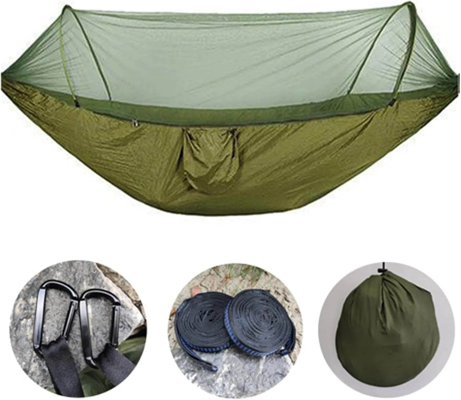 Camp 260x140cm Outdoor Double Camping Hammock with Mosquito Net and Rain Fly Tarp Lightweight Parachute Hammocks Travel Hiking Strong (02)