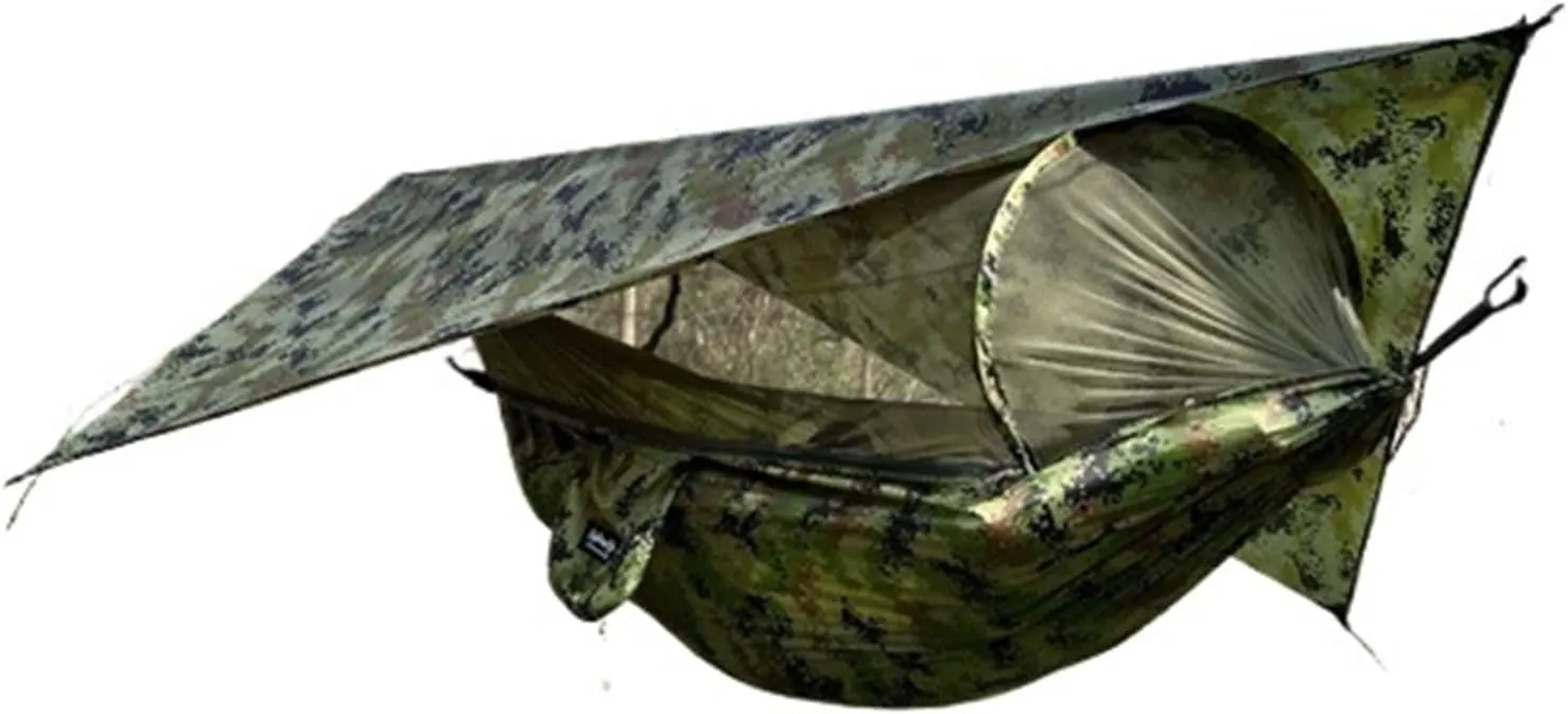 Camp 260x140cm Outdoor Double Camping Hammock with Mosquito Net and Rain Fly Tarp Lightweight Parachute Hammocks Travel Hiking Strong (04)