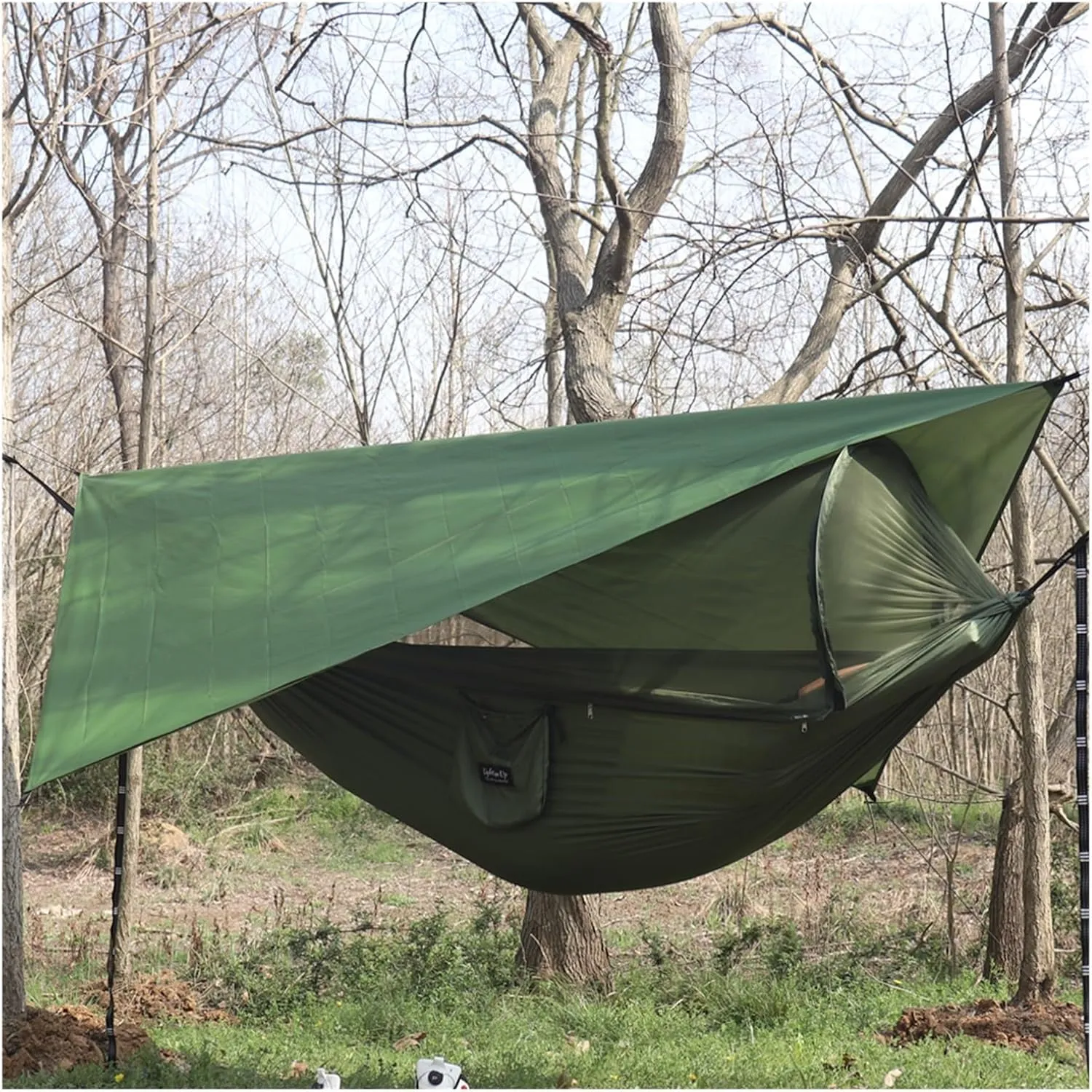 Camp 260x140cm Outdoor Double Camping Hammock with Mosquito Net and Rain Fly Tarp Lightweight Parachute Hammocks Travel Hiking Strong (04)