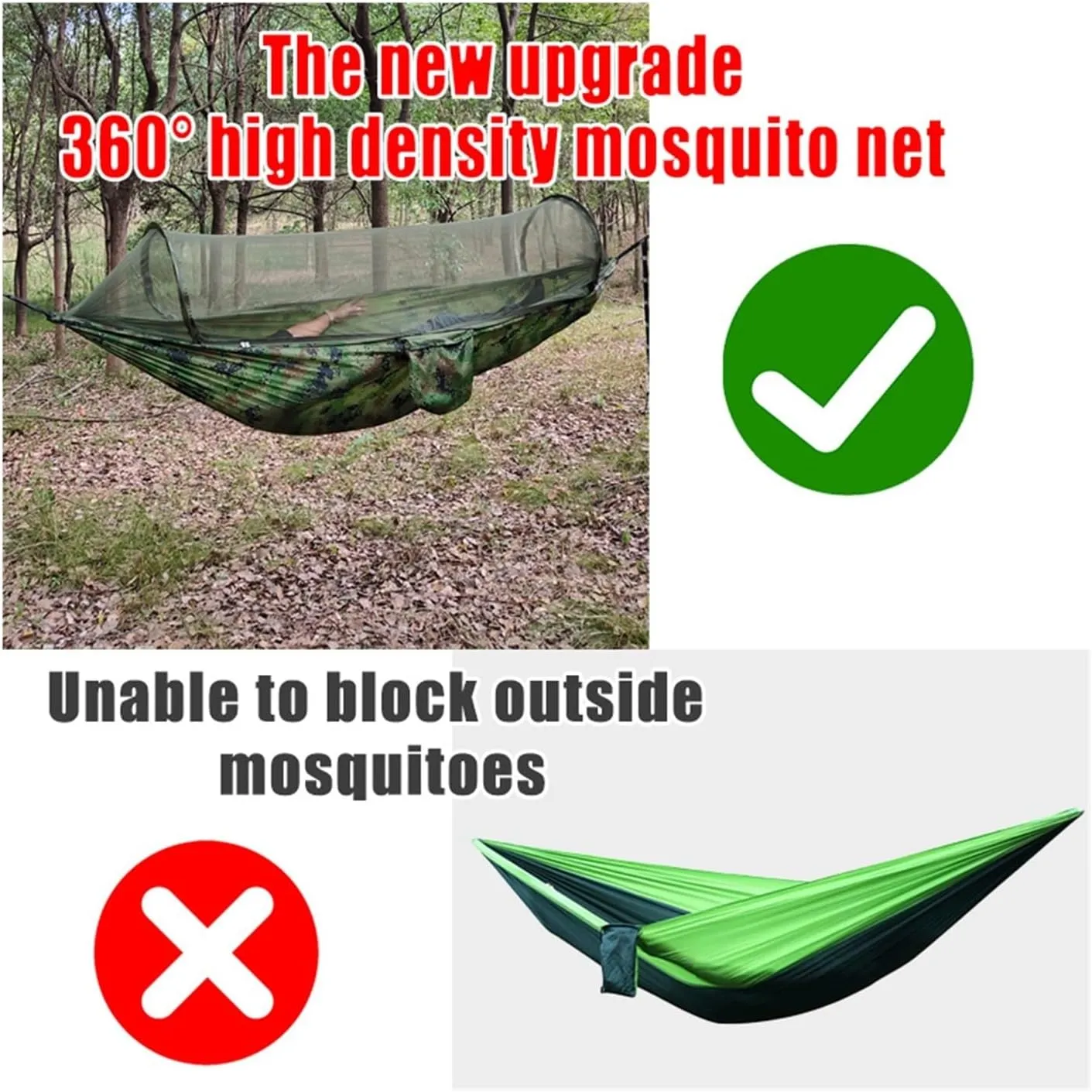 Camp 260x140cm Outdoor Double Camping Hammock with Mosquito Net and Rain Fly Tarp Lightweight Parachute Hammocks Travel Hiking Strong (04)