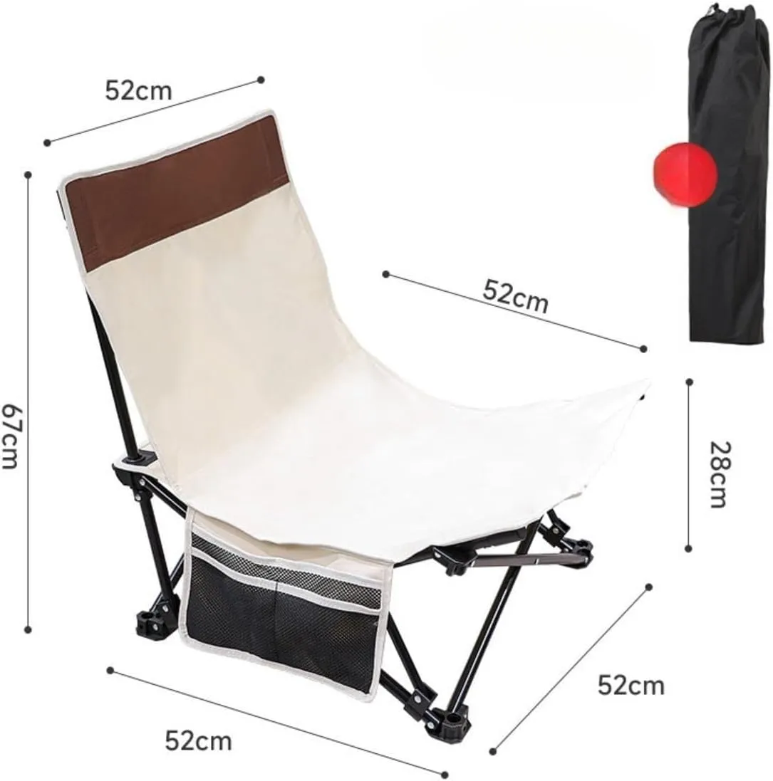 Camp Chair Beach Chair Recliner Heavy Duty Stool Portable Lounge Chair Folding Chair for Patio Outdoor Concert Lawn Traveling, Beige