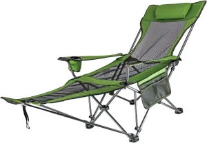Camp Chair Recliner Stool with Cupholder Folding Chair for Lawn Sports Patio