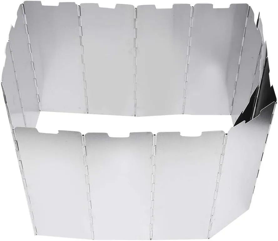 Camp Stove Windscreen, 16 Plates Aluminum Stove Windshield with Drawstring Bag Folding Outdoor Picnic Cooker Stove Wind Screen Lightweight Camping Windscreen For Camping Stove Backpacking Stove