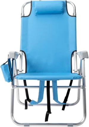 Camping beach chair Oxford cloth Silver-white aluminum tube Heightened folding chair Home chair Office back lazy recliner Outdoor folding chair Ultralight fishing beach chair 26*27*39in Blue 100.00kg