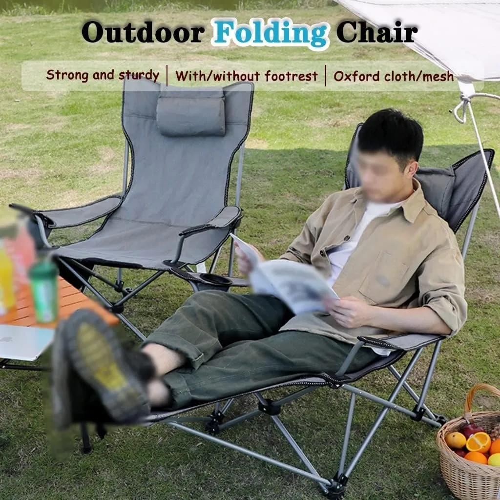 Camping Chair Camping Chair Recliner Lightweight Wear-Resistant Leisure Beach Chair, Easy Carry Fishing Chair with Cup Holder, Office Lunch Break Lounger with Legrest, 4 Styles