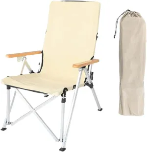 Camping Chair Camping Ultralight Aluminum Tube Ice Fishing Chair Backpack Chair with Wooden Handrail Stool for Camping Beach Fishing Folding Chair (Color : A) (B One Siz