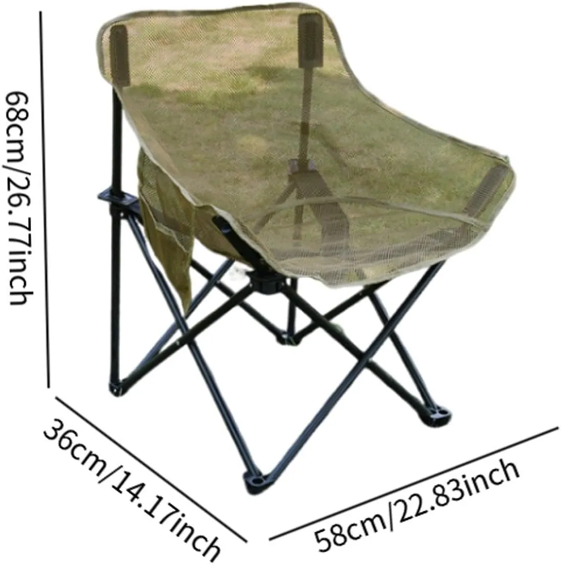 Camping Chair Folding Chair Folded Outdoor Furniture with Storage Bag for Adults for Outside Patio Lawn Yard Sporting Events, Khaki