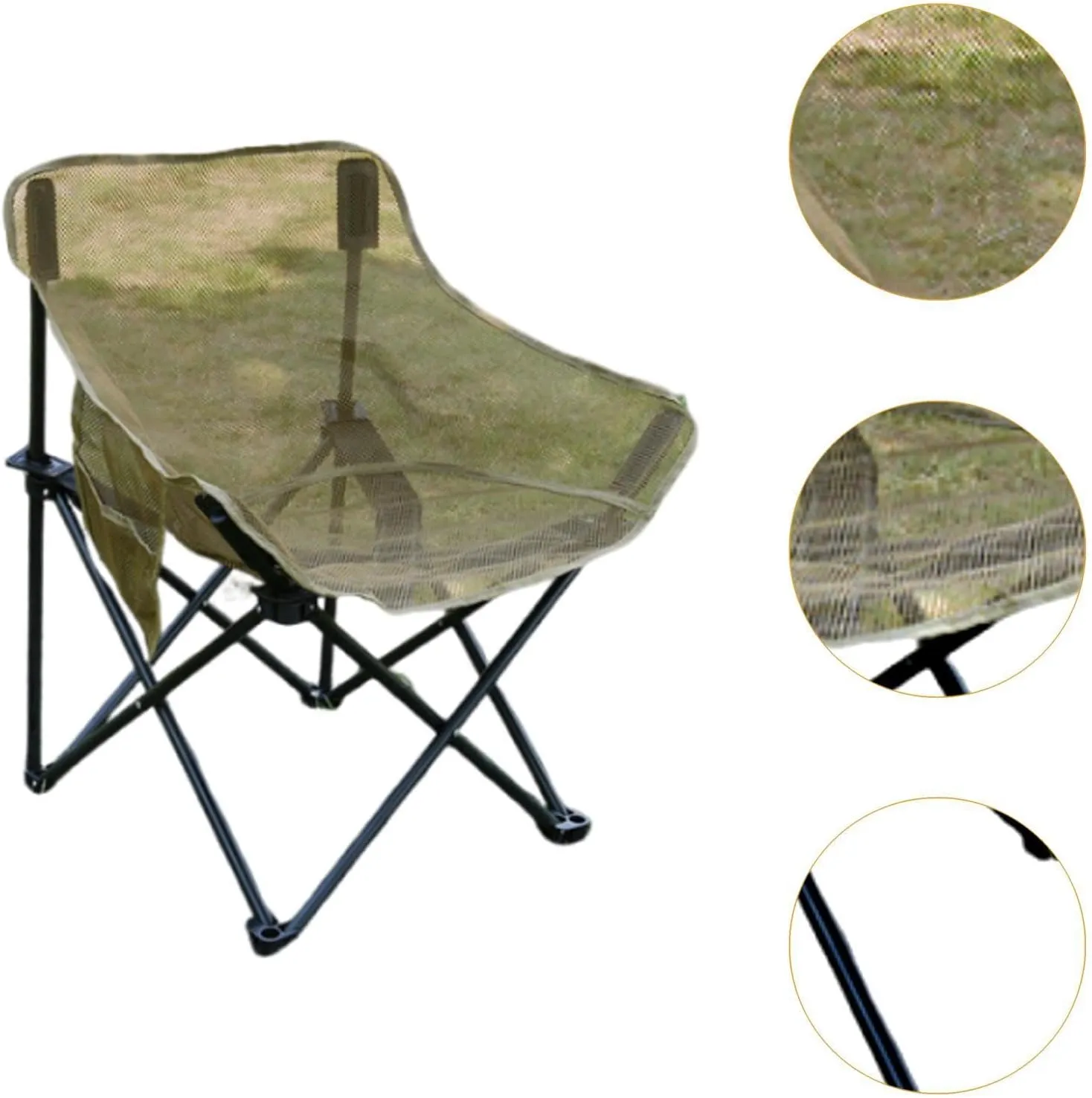 Camping Chair Folding Chair Folded Outdoor Furniture with Storage Bag for Adults for Outside Patio Lawn Yard Sporting Events, Khaki