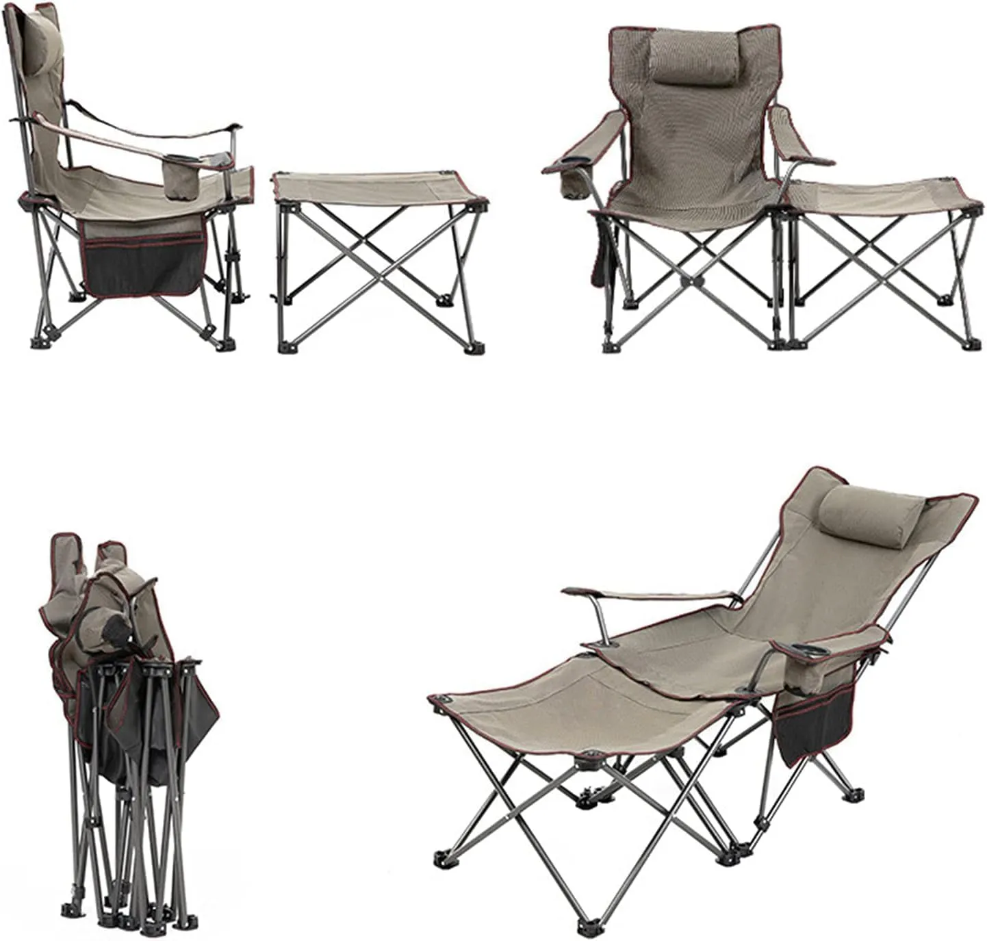Camping Chair Folding Chairs Lawn Chairs 2 In 1 Camping Chair With Footrest, Recliner Folding Lounge Seat For Beach, Fishing, Picnics, Hiking Folding Chair Camp Chair Moon Chair ( Color : A , Size : 5