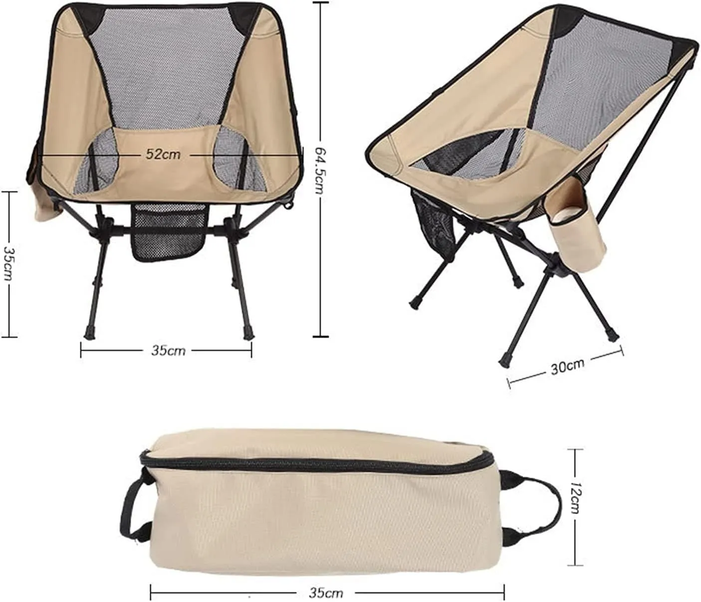 Camping Chair Outdoor Aluminum Alloy Folding Chair Portable Beach Ultralight Fishing Stool Lightweight Compact Camping Backpack Chairs Folding Chair (One Color 64.5 * 52cm