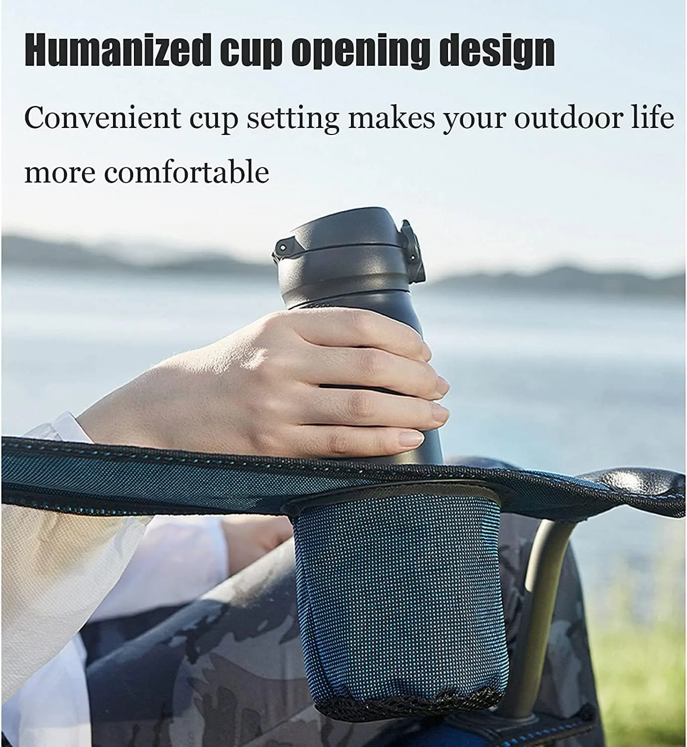 Camping Chair Outdoor Folding Chair Portable Lawn Folding Seat Armchair with Cup Holder Pillow and Carry Bag Leisure Recliner Stool Folding Chair (Color : Blue) (Blue On