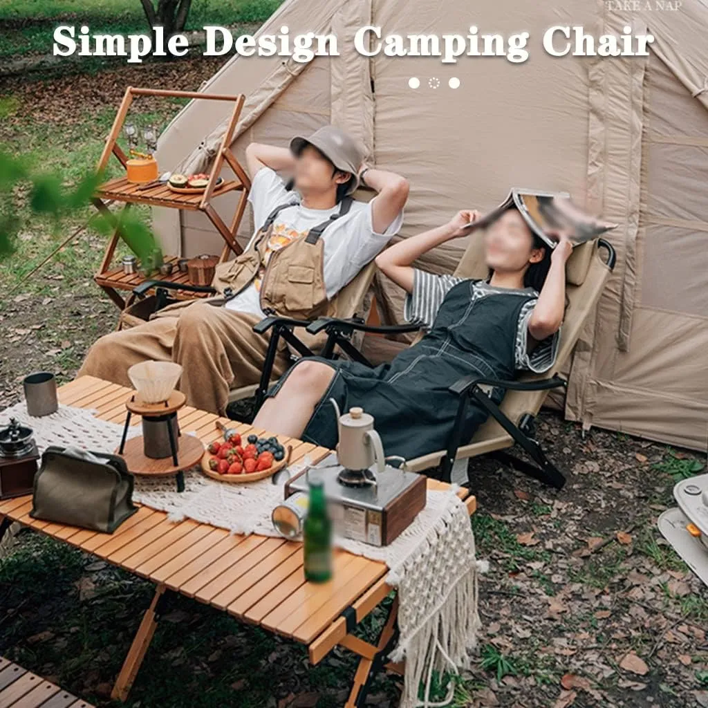 Camping Chair Recliner Comfortable Beach Chair with High Back, Outdoor Folding Ergonomic Director's Chair, Sturdy Aluminum Alloy Director's Chair, Load Bearing 240lb
