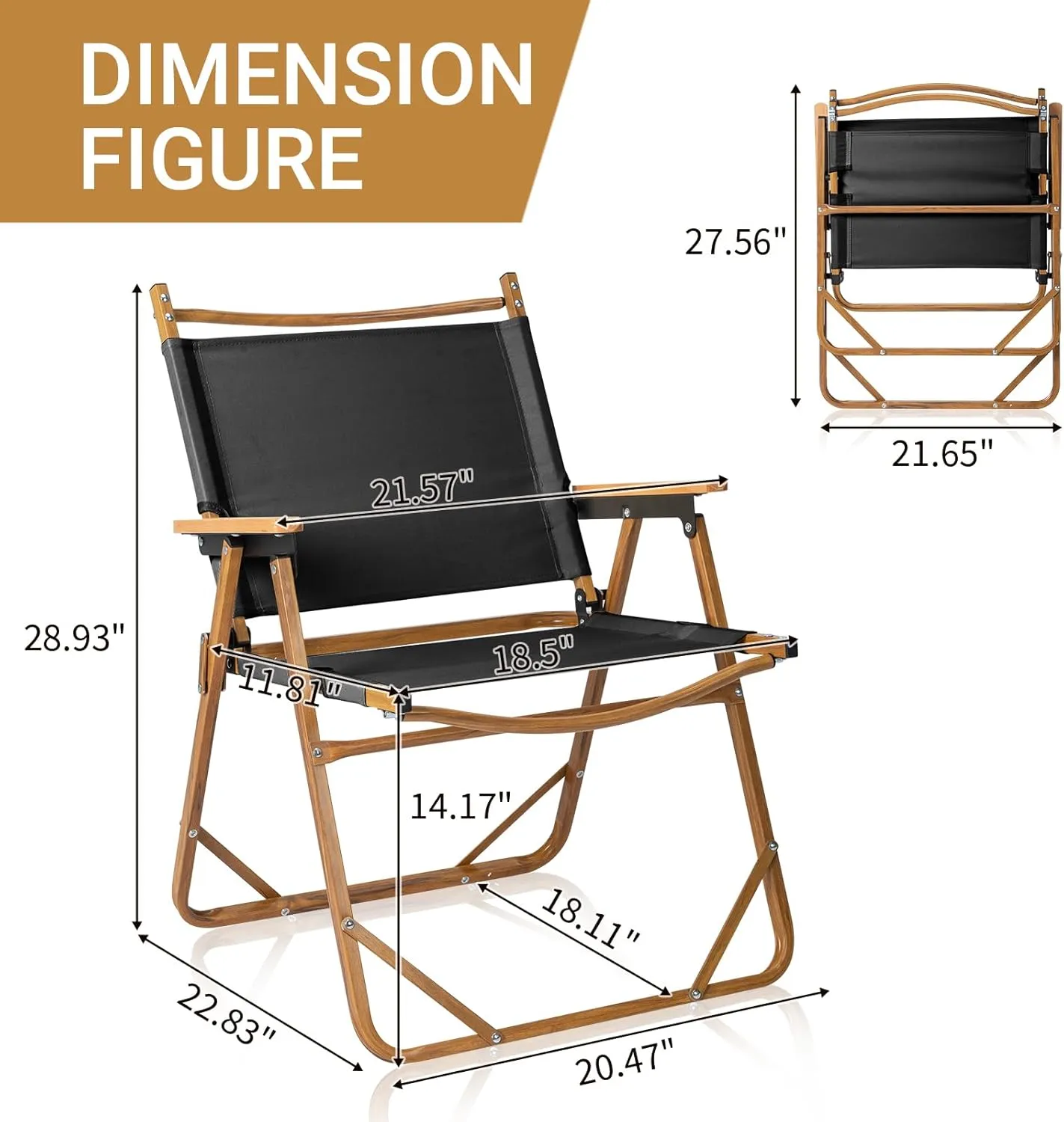 Camping Chairs for Adults Heavy Duty,Oversized Lawn Chairs, Ultralight Folding Aluminum Frame Portable Durable Outdoor Camping Chair for Outdoor Camp,Hiking,Backpacking,Travel,Beach and Picnics, Black