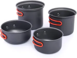 Camping Cookware Camping Equipment Outdoor Camping Pots and Pans Set 2PCS Camping Cookware Outdoor Camping Cookware (Color : Orange, Size : 2-3 People) (Orange 2)