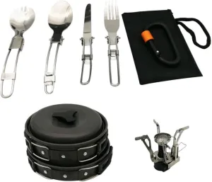 Camping Cookware Set Portable 4-Piece Pot Set Outdoor Cooking Utensil Hiking Pan Non-Stick Easy to Store Carry