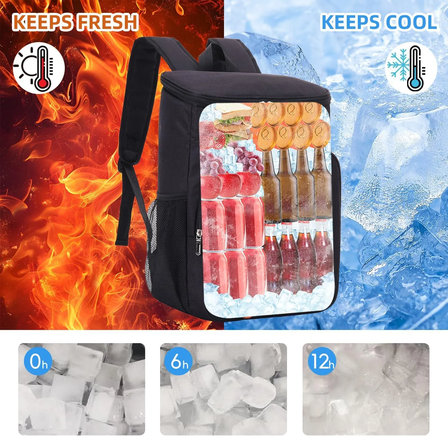 Camping Cooler Backpack 25 Cans, Leak Proof Insulated Thermal Bag, Beach Travel Picnic Lunch Backpack for Men Women