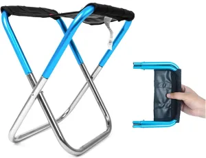 Camping Folding Chair Portable Aluminum Alloy Folding Chair Stool Seat Outdoor Fishing Camping Outdoor Lightweight Fishing Seat (Color : Dark Blue)