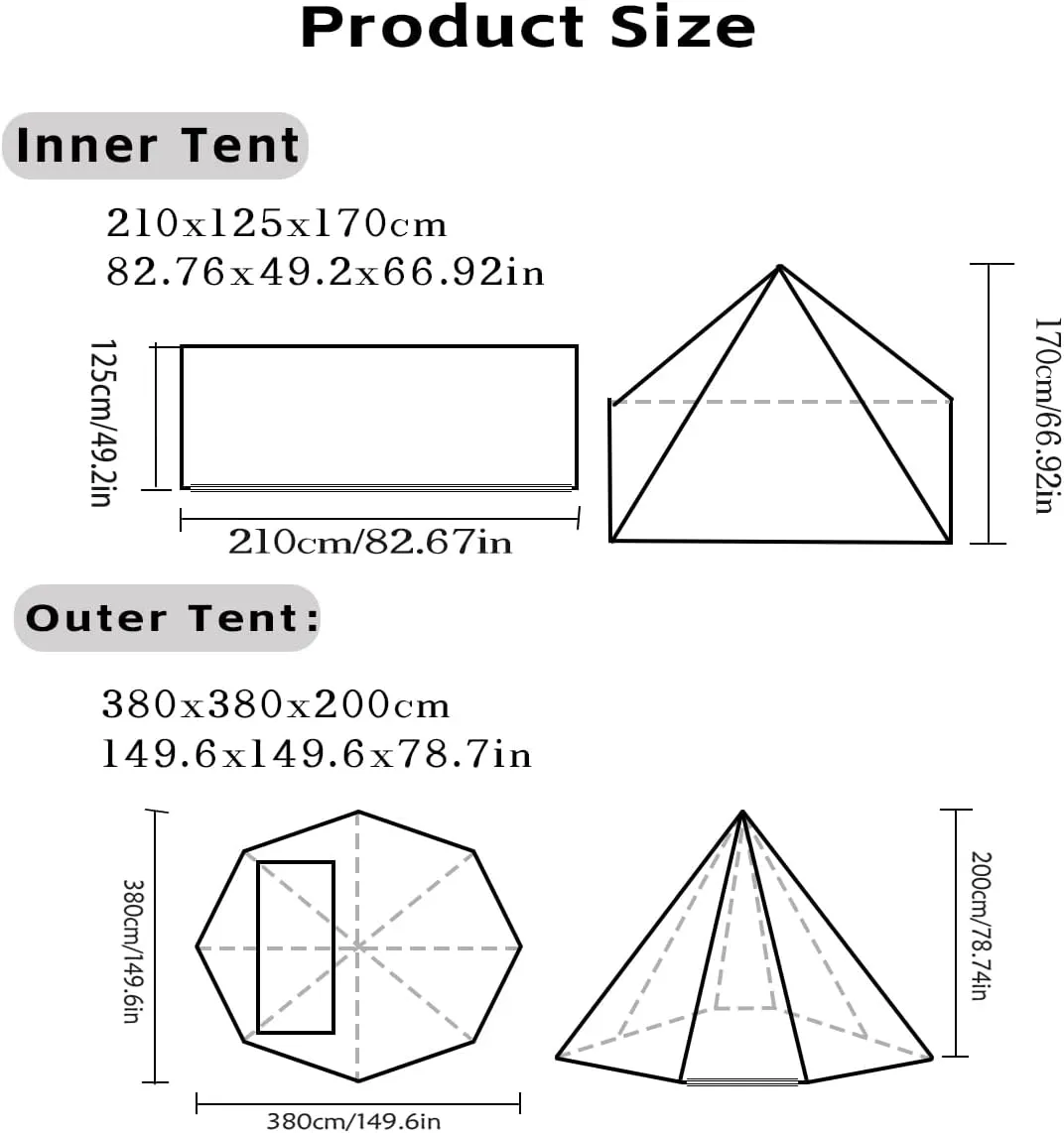 Camping Hot Tent with Wood Stove Jack Winter Teepee Tent 4 Season Backpacking Tent for Survival Hunting Military Fishing