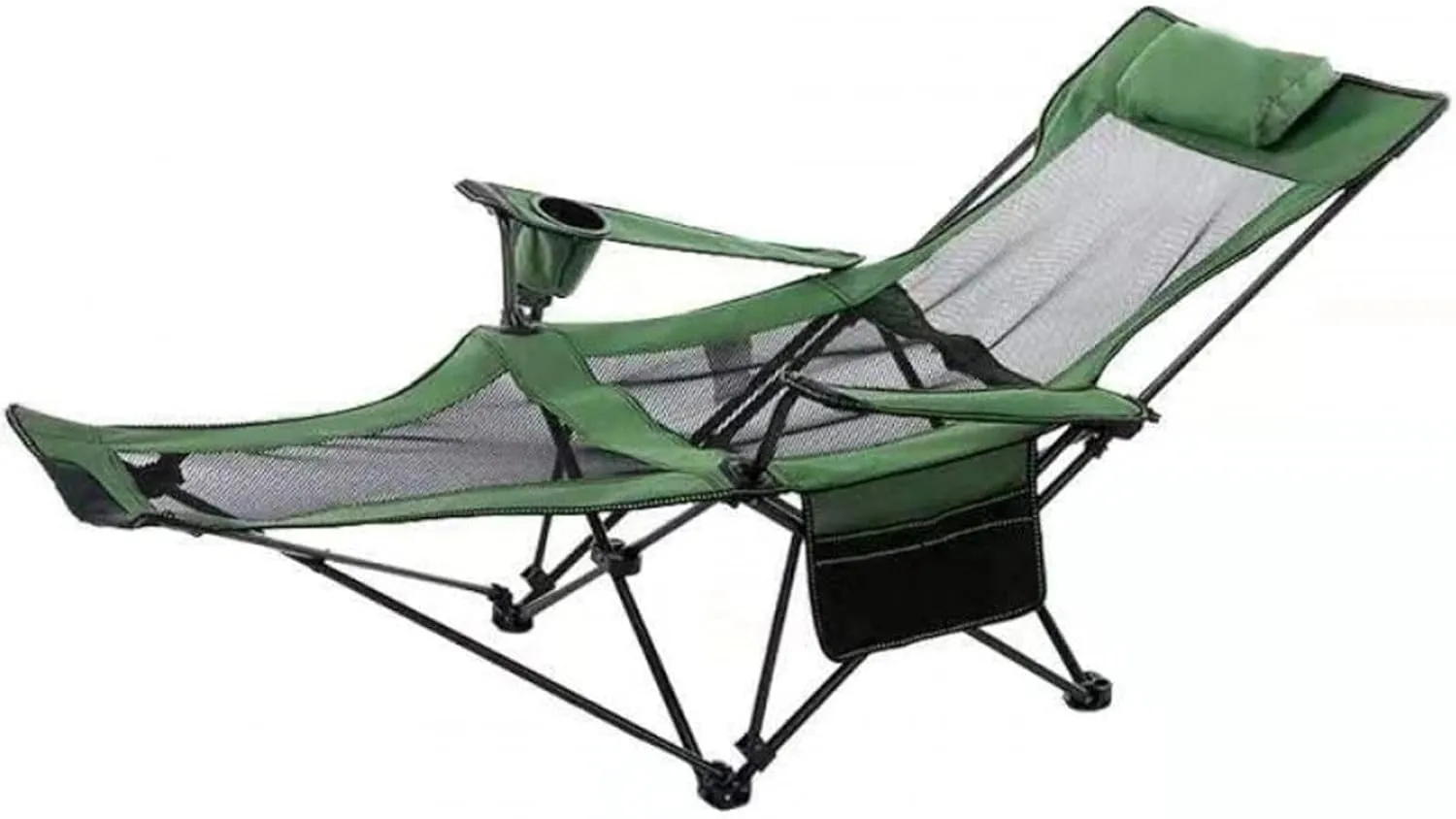 Camping Lounge Chair Folding Camping Chair with Footrest Portable Reclining Camping Chair Headrest Storage Bag Mesh Reclining Chair with Backpack