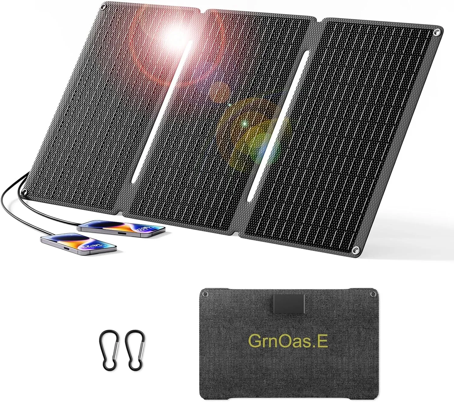 Camping Solar Panels,40W Foldable Solar Panel Charger with USB-C,USB-A and DC Outputs for Phones,Small Power Stations Power Banks, Tablets for Camping, Hiking, Backpacking Outdoor Van RV Trip
