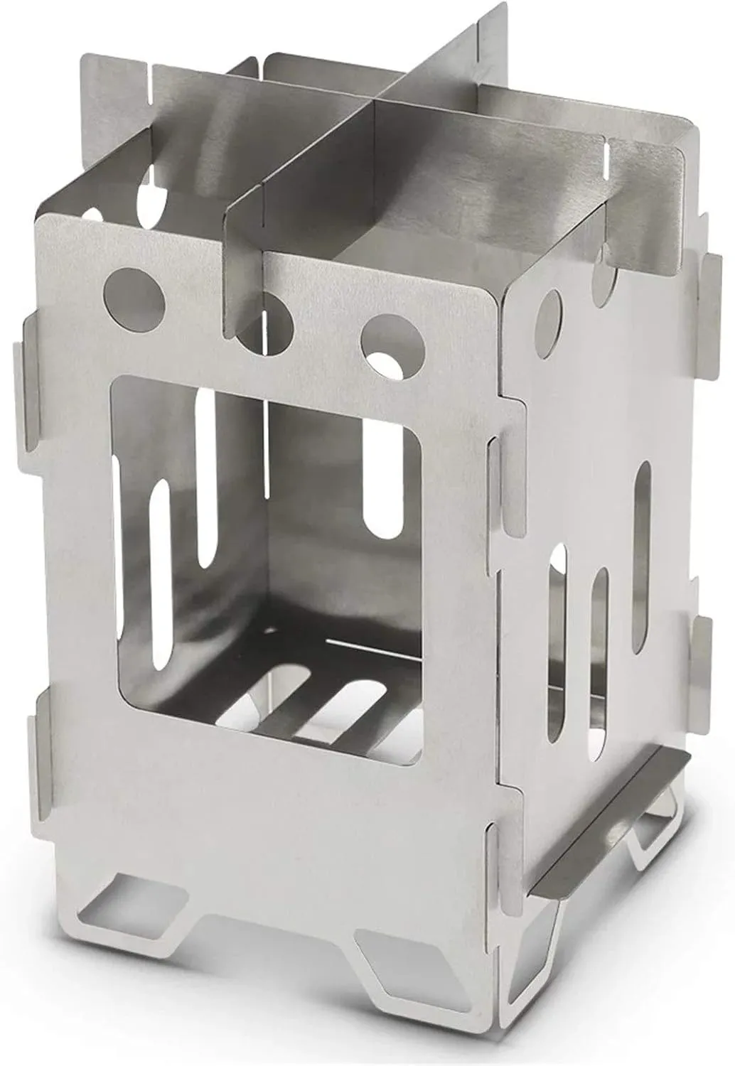 Camping Stove Portable Wood Burning Backpacking Stove Folding Camping Wood Stove (Color : Silver, Size : One Size) (Silver One Size)