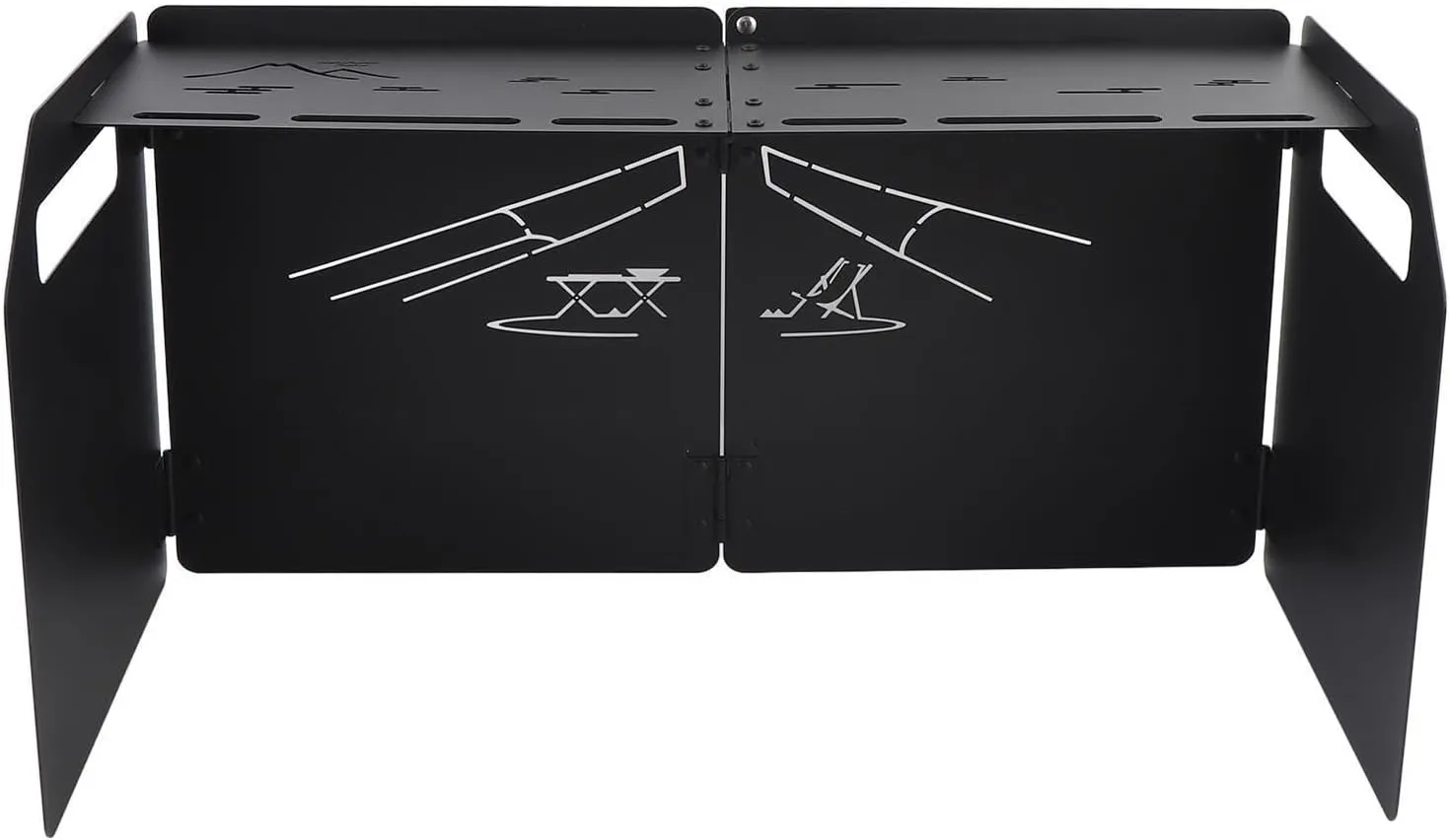 Camping Stove Windscreen Outdoor Folding Gas Stove Windshield Wind Blocker with Storage Bag for Hiking Picnic Cooking 4 Fold (Black)