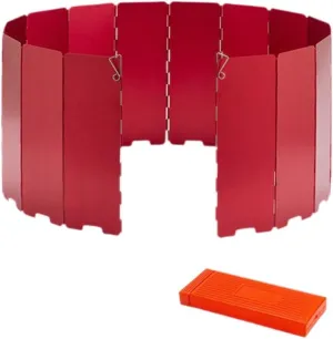 Camping Stove Windscreen Wind Shade Folding Portable 16 Plates Wind Protection Windshield for Cooker Backpacking BBQ Hiking, Red