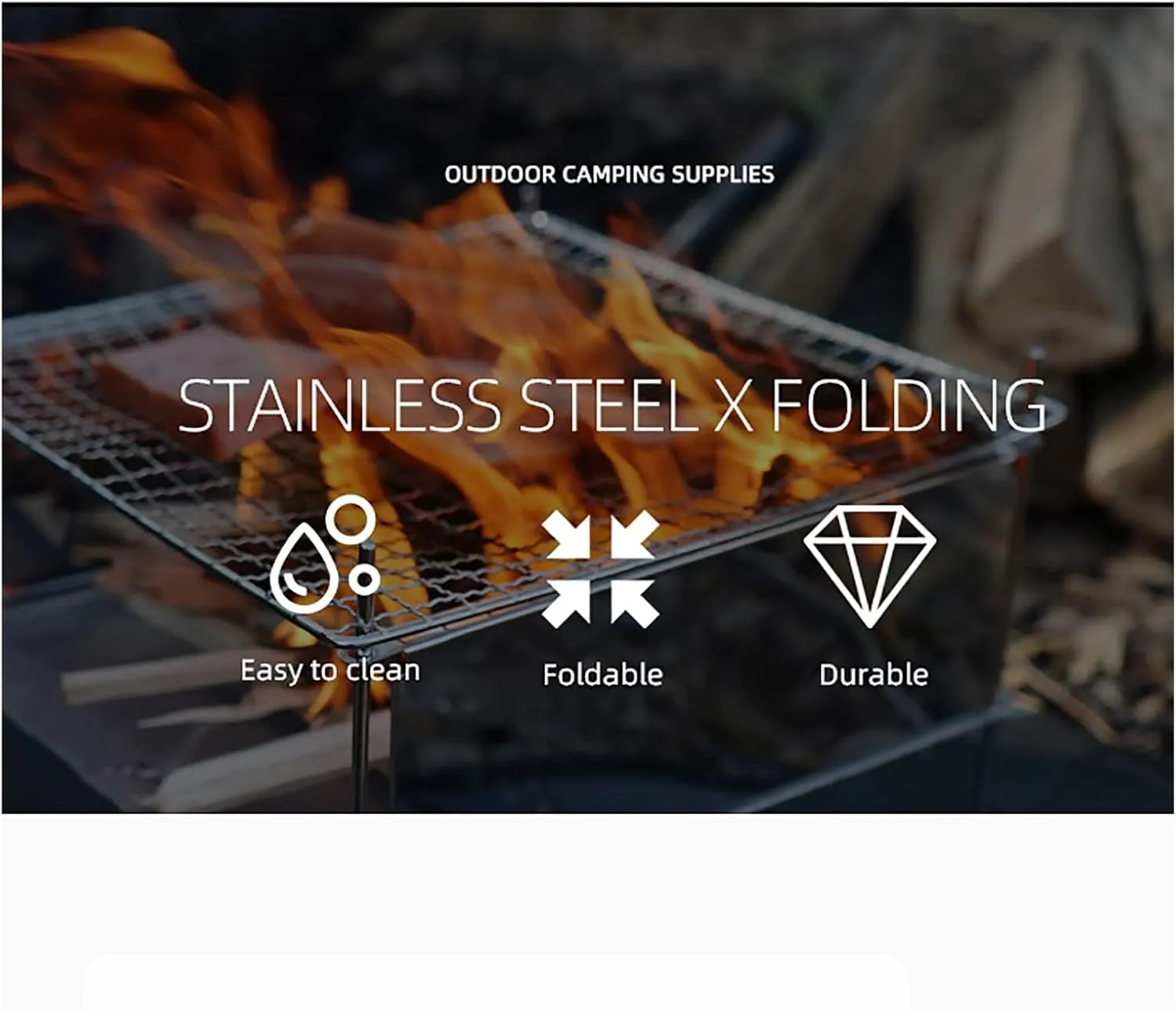 Camping Stove Wood Stainless Steel BBQ Grill Folding Portable Charcoal Grill Outdoor Camping Charcoal Barbecue Mini Camping Stove Stoves for Picnic BBQ Camp Hiking