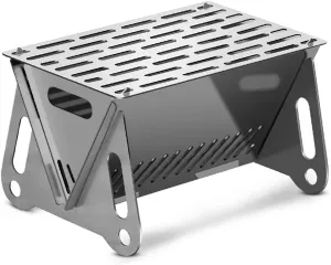 Camping Stove,Outdoor Stainless Steel Flat Card BBQ Stove, Portable Lightweight Compact Foldable,Stainless Steel Wood Burning Stove,for Outdoor Cooking