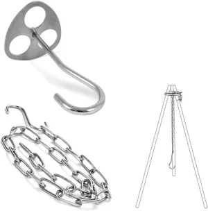 Camping Tripod Board Turn Branches into Campfire Tripod Stainless Steel Campfire Support Plate with Adjustable Chain for Hanging Cookware Perfect Camping Accessory Makes Outdoor Cooking Easier