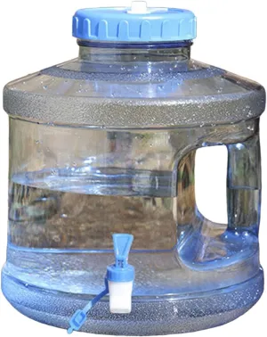 Camping Water Container with Spigot, 2 Gallons Water Tank with Handle Clear Water Storage Bucket for Outdoor Sports Camping Hiking (Blue)