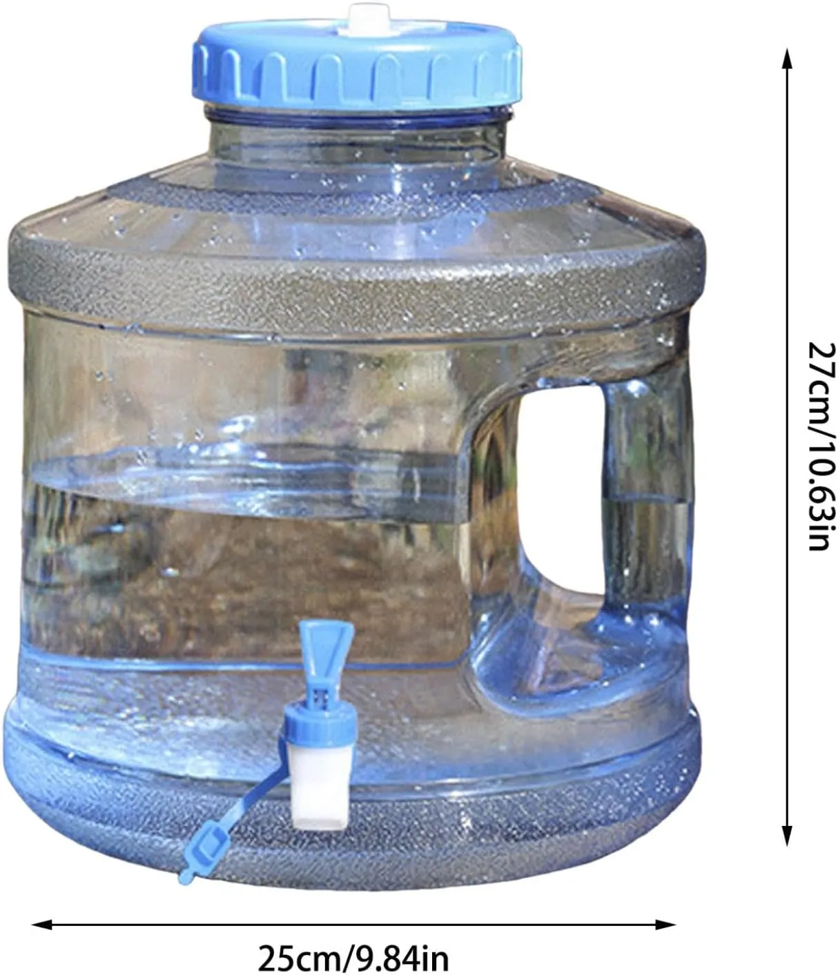 Camping Water Container with Spigot, 2 Gallons Water Tank with Handle Clear Water Storage Bucket for Outdoor Sports Camping Hiking (Blue)