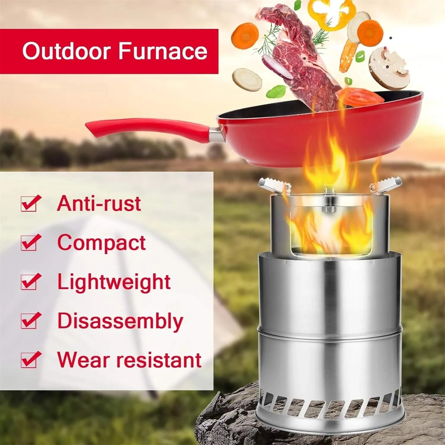 Camping Wood Stove Camping Wood Stove Folding Titanium Wood Burning Stove Lightweight Pocket Stove for Camping Cooking