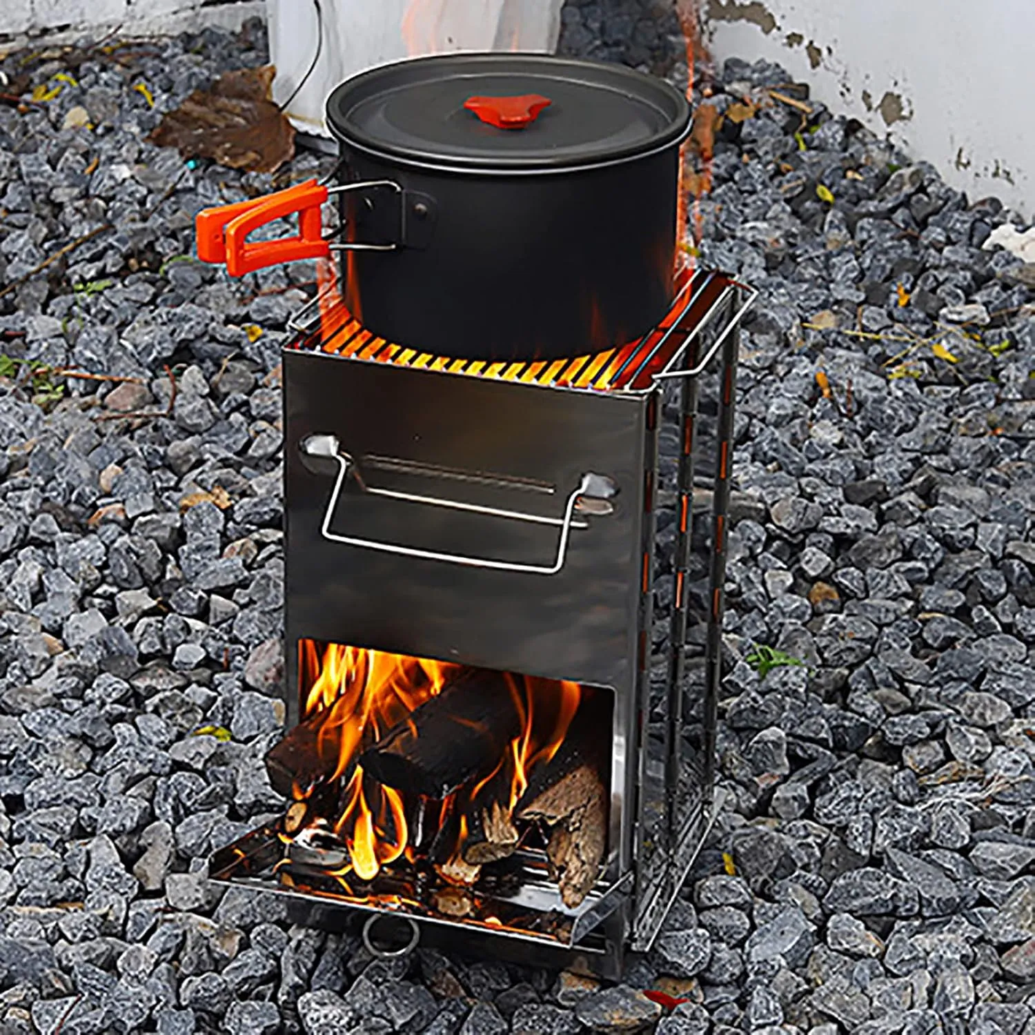 Camping Wood Stove,Wood Stove Camping Alcohol Furnace Portable Wood Burning Stoves Folding Wood Burning Stove with Carry Bag for Outdoor Cooking Picnic