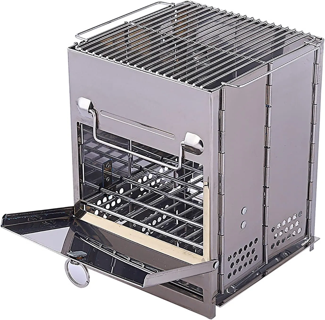 Camping Wood Stove,Wood Stove Camping Alcohol Furnace Portable Wood Burning Stoves Folding Wood Burning Stove with Carry Bag for Outdoor Cooking Picnic
