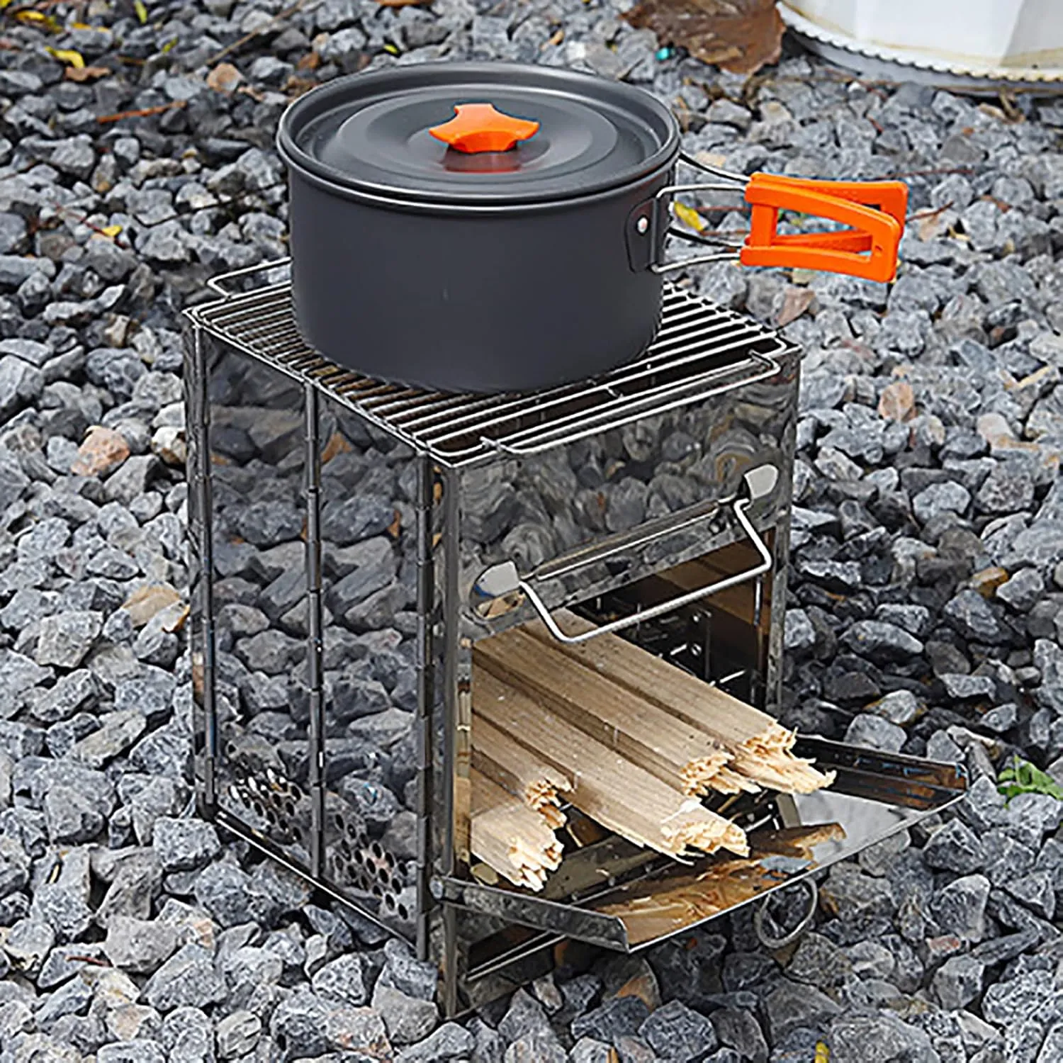 Camping Wood Stove,Wood Stove Camping Alcohol Furnace Portable Wood Burning Stoves Folding Wood Burning Stove with Carry Bag for Outdoor Cooking Picnic