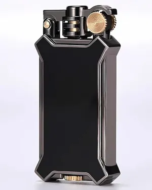 Candle Lighter Soft Flame Refillable Fluid Wheel Lighter Multipurpose Cool Vintage Lighters with Gift Box for Cooking Fireworks Camping Collection Gift (Black)