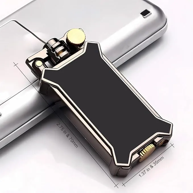 Candle Lighter Soft Flame Refillable Fluid Wheel Lighter Multipurpose Cool Vintage Lighters with Gift Box for Cooking Fireworks Camping Collection Gift (Black)