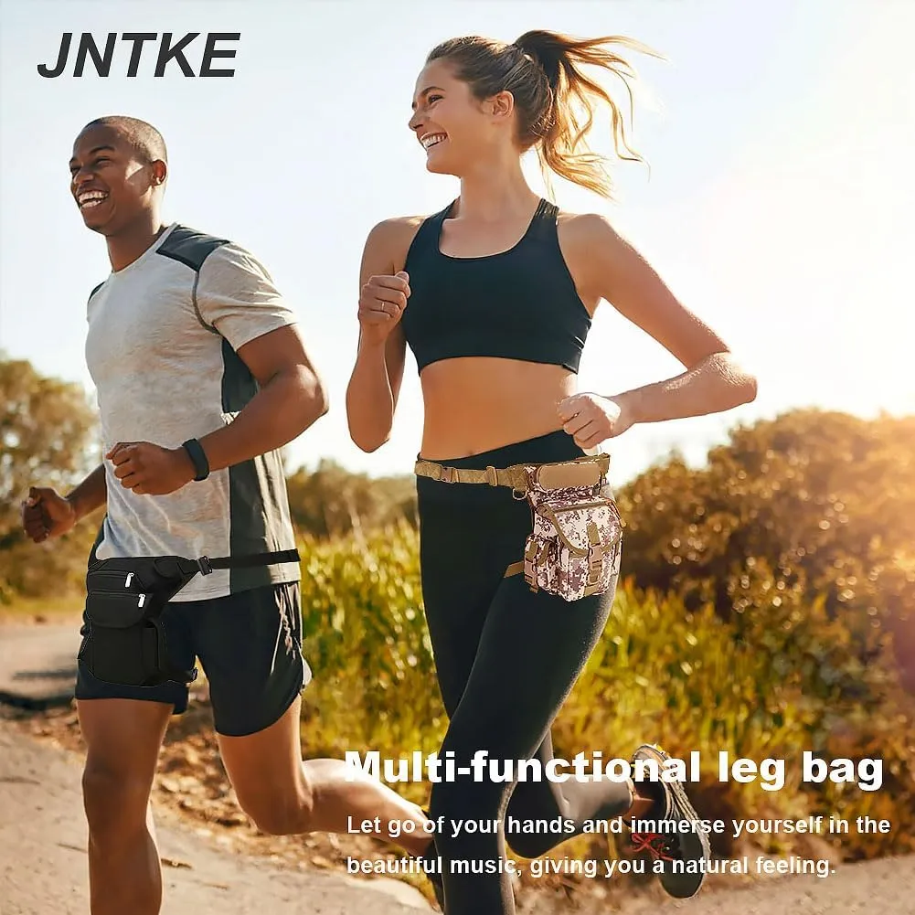 Canvas Drop Leg Bag for Men Women Hiking Waist Pack Tactical Military Motorcycle Bike Cycling Multi-Pocket Waist Outdoor Sports Fanny Pouch