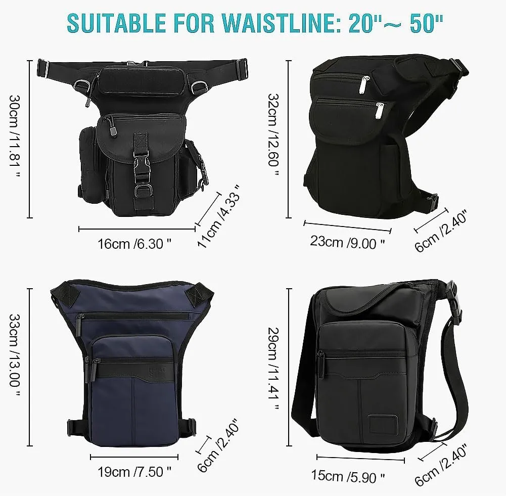 Canvas Drop Leg Bag for Men Women Hiking Waist Pack Tactical Military Motorcycle Bike Cycling Multi-Pocket Waist Outdoor Sports Fanny Pouch