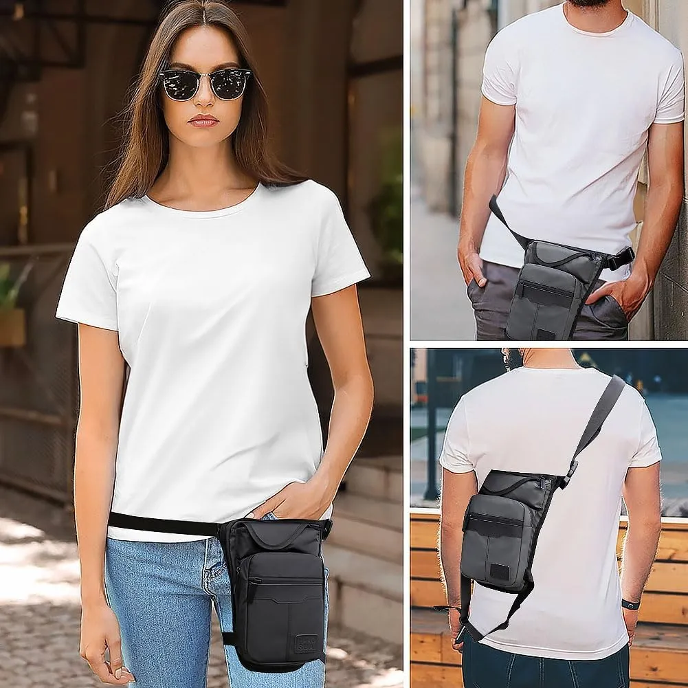 Canvas Drop Leg Bag for Men Women Hiking Waist Pack Tactical Military Motorcycle Bike Cycling Multi-Pocket Waist Outdoor Sports Fanny Pouch