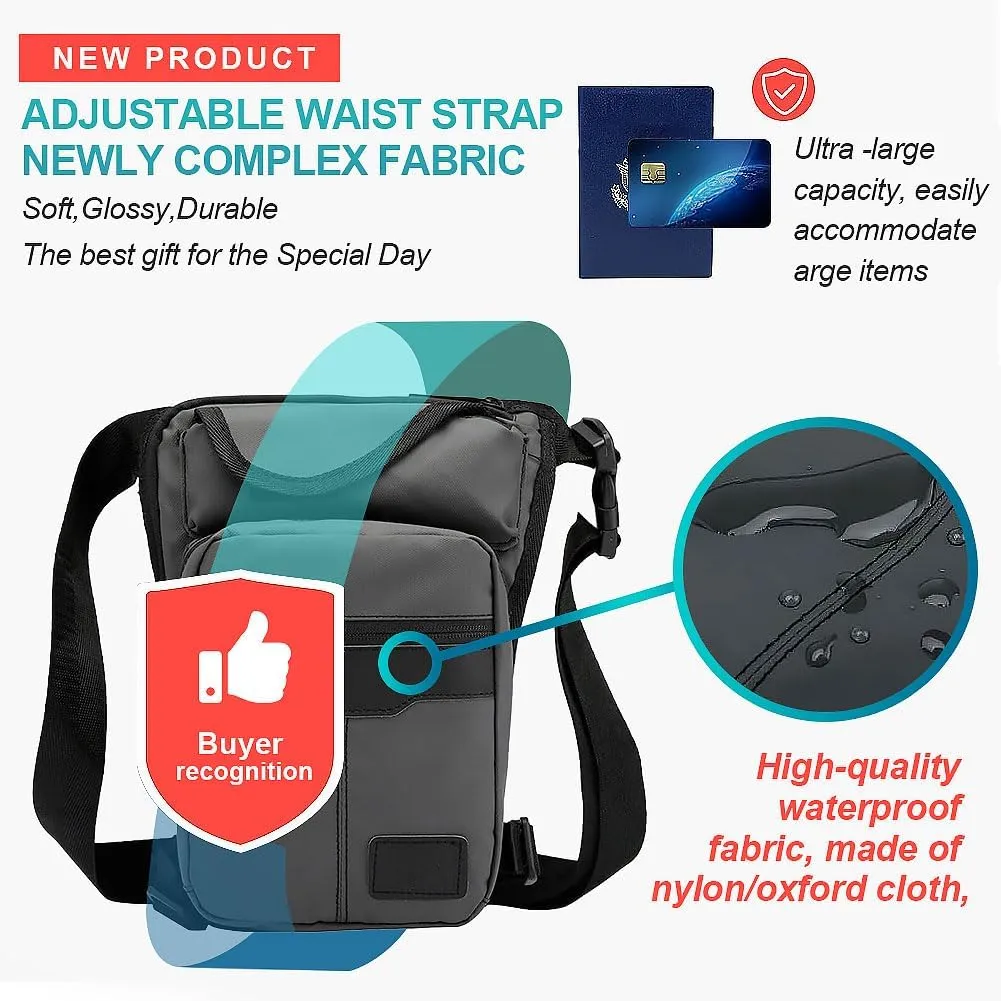 Canvas Drop Leg Bag for Men Women Hiking Waist Pack Tactical Military Motorcycle Bike Cycling Multi-Pocket Waist Outdoor Sports Fanny Pouch