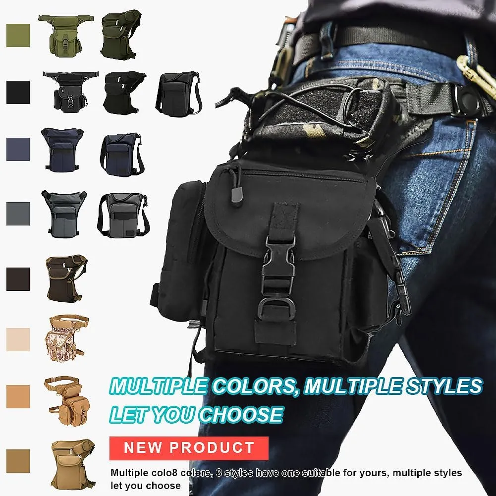 Canvas Drop Leg Bag for Men Women Hiking Waist Pack Tactical Military Motorcycle Bike Cycling Multi-Pocket Waist Outdoor Sports Fanny Pouch