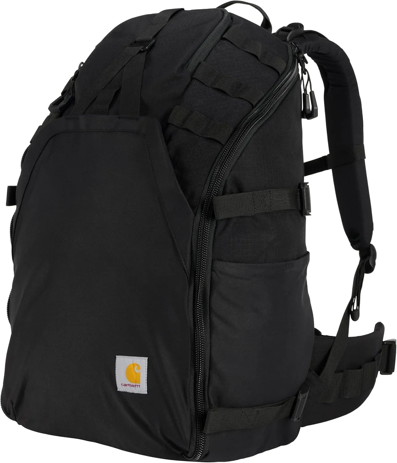 Carhartt 45L Nylon Internal Frame Hiking, Durable Camping & Backpacking Pack W/Hydration Port, Daypack for Men & Women, Black, One Size