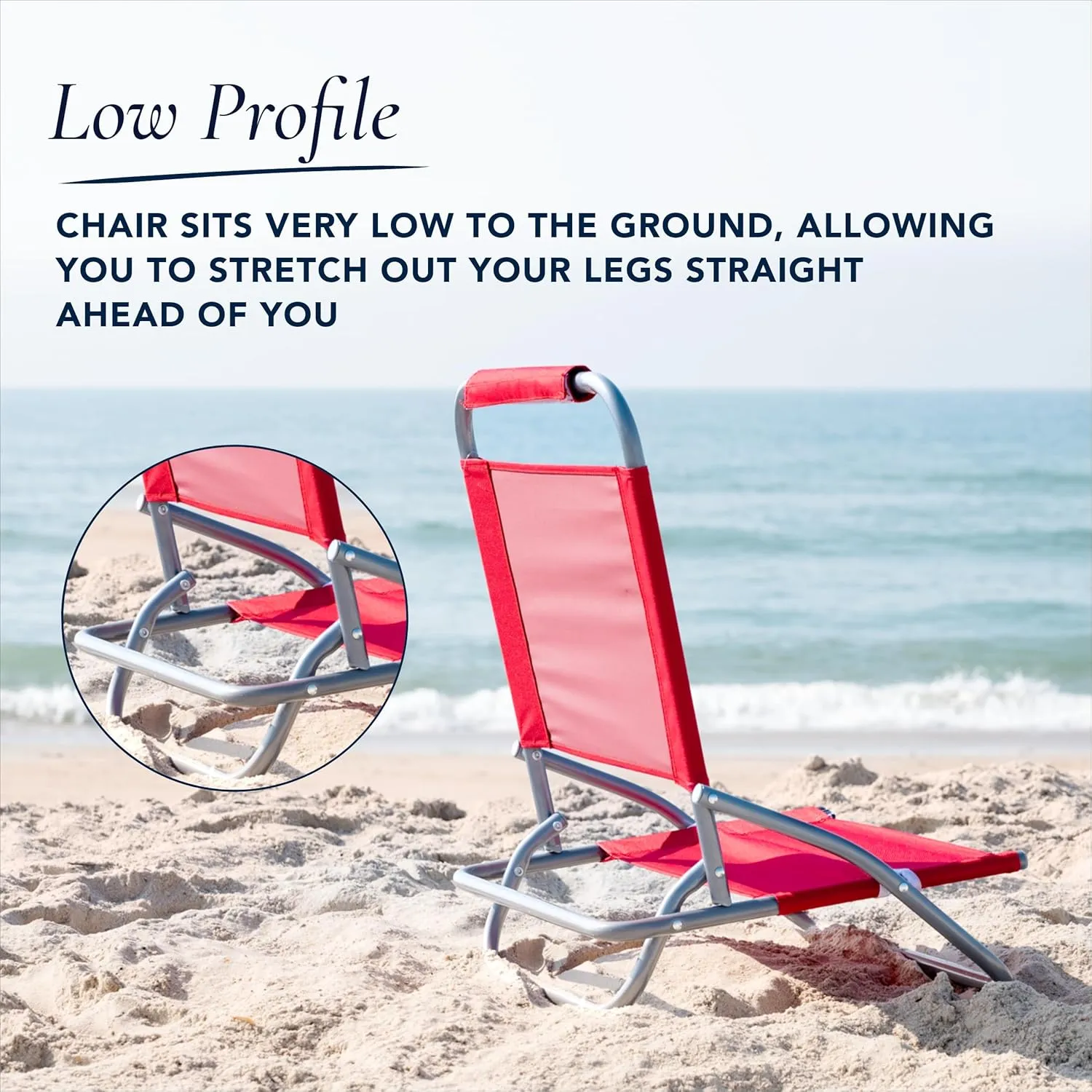 Caribbean Joe Folding Beach Chair, 1 Position Lightweight and Portable Foldable Outdoor Camping Chair, Red