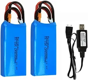 CBB 11.1V 1300mAh Lithium Battery for Wltoys XK X450 RC Airplane Fixed Wing Plane 2 Pack with USB Charger